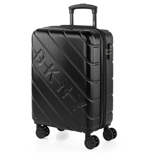 DKNY - Koffer Klein Handgepäck - Handgepäck Koffer 4 Rollen - Koffer Handgepäck 55x40x20 Leicht und Robust - Reisekoffer Klein aus Hochwertigen Materialien, Schwarz von DKNY