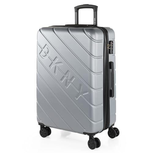 DKNY - Koffer Mittelgroß - ABS Hochwertiger und Stabiler Reisekoffer mit Rollen - Koffer Mittelgroß 4 Rollen Leicht mit Kombinationsschloss. Koffer 4 Rollen, Silber von DKNY