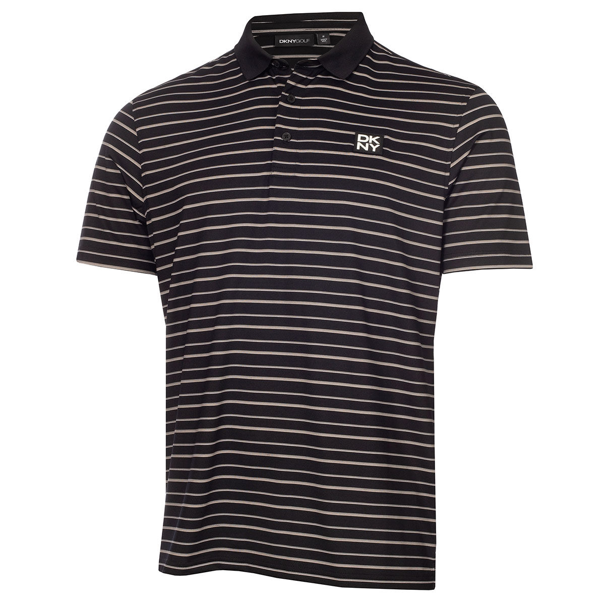 DKNY Men's Multi-Stripe Golf Polo Shirt, Mens, Black multi, Small | American Golf von DKNY