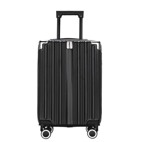 DLLSZS Koffer Aluminiumrahmen-Koffer, Damen-Trolley, Boarding-Koffer, Licht-Sound-Lenkrad, Passwort, Zollschloss-Koffer Suitcase (Color : Black, Size : A) von DLLSZS