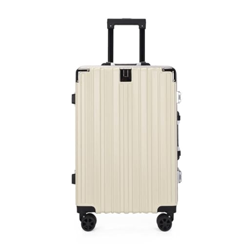 DLLSZS Koffer Herren- Und Damenkoffer Mit Aluminiumrahmen, Geräuschloser Universal-Rad-Trolley-Koffer, Boarding-Koffer for Erwachsene Suitcase (Color : White, Size : A) von DLLSZS