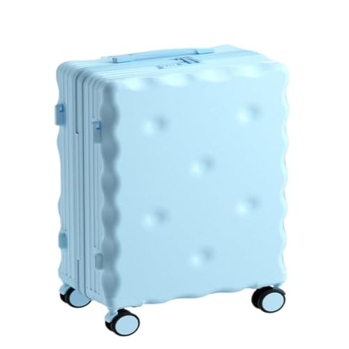 DLLSZS Koffer Keks-Koffer, Passwortbox for Studenten, 20 Zoll, Bordkoffer, Reise-Trolley, 26 Zoll, Mit Getränkehalter Suitcase (Color : Blue, Size : 20) von DLLSZS