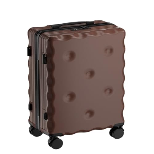 DLLSZS Koffer Keks-Koffer, Passwortbox for Studenten, 20 Zoll, Bordkoffer, Reise-Trolley, 26 Zoll, Mit Getränkehalter Suitcase (Color : Brown, Size : 22) von DLLSZS