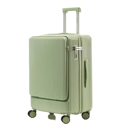 DLLSZS Koffer Neues Herren- und Damengepäck, multifunktionale, vorne öffnende Reisecode-Box, 20 Zoll, for Boarding-Geschäfte Suitcase (Color : Green, Size : 20) von DLLSZS