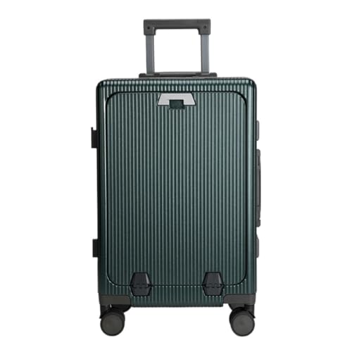 DLLSZS Koffer Vorne Öffnender Aluminiumrahmen-Koffer, Damen-Trolley, Herren-Kabinen-Passwort-Box, Geschäftsreise-Koffer Suitcase (Color : Green, Size : A) von DLLSZS