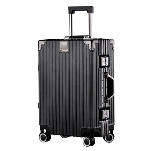Koffer Gepäck, erweiterbarer Koffer, Trolley-Koffer for Herren und Damen, Boarding-Koffer, Lederkoffer Suitcase (Color : Black, Size : 20) von DLLSZS