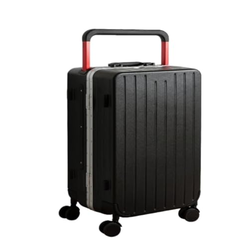 Koffer Koffer, Breiter Trolley, Aluminiumrahmen, 24-Zoll-Koffer for Damen, Robuster Und Langlebiger Trolley-Koffer for Herren Suitcase (Color : Black, Size : 26) von DLLSZS