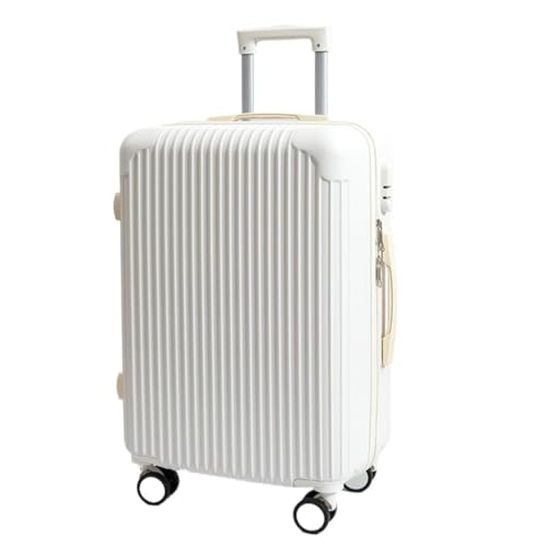 Koffer Koffer, verschleißfester Koffer, Trolley-Koffer, Boarding-Koffer for Herren und Damen, Universal-Rad-Passwortbox Suitcase (Color : White, Size : A) von DLLSZS