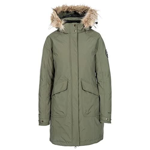 DLX Trespass Damen Warme Lange Daunenjacke Mit Abnehmbarer Kapuze BETTANY, Basil, S, FAJKDOTR0003_BAIS von Trespass