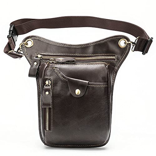 DLZFUDTY Bauchtasche Herren,Bauchtasche Gürtel-/Beintasche for Herren, echtes Leder, Motorrad-Beintasche, Hüfttasche for Herren, Hosentasche for Herren und Damen, Oberschenkeltasche, Gürteltasche(4) von DLZFUDTY