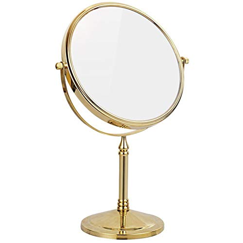 Kosmetikspiegel, 20,3 cm, doppelseitig, Messing, Vergrößerungsspiegel, 360 ° drehbar, für Kosmetik, Rasierspiegel, Gold, 5-fach von DMNSDD