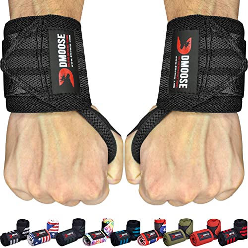 DMoose handgelenk bandagen fitness für Gewichtheben 30cm & 45cm [Wrist Wraps] gelenkbandage Handgelenk mit Verstellbaren Handgelenkstütze für Powerlifting, Bodybuilding & Crossfit von DMoose Fitness