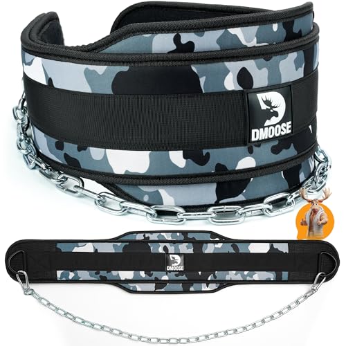 DMoose Premium Dip Gürtel - Gym Gürtel mit 36 Inch Stahlkette und Karabiner - Gewichtsgürtel für Krafttraining, Bodybuilding, Klimmzügen - Aus Heavy Duty Nylon Gewichthebergürtel Herren Frauen von DMoose Fitness