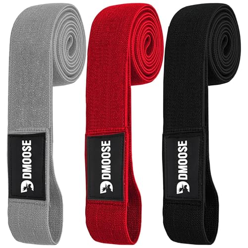 DMoose Stoff-Widerstandsbänder für Workout, lange Workout-Bänder, Klimmzüge, dickes Tuch, langes Widerstandsband, rutschfeste lange Bänder für das Training (3 Stück) von DMoose Fitness