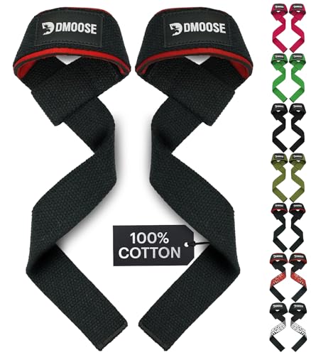 DMoose® Zughilfen Krafttraining, Bodybuilding für Frauen & Männer, Premium gym zubehör (gepolstert) Lifting Straps mit maximaler Griffstärke, Handgelenkbandagen unterstützen schweres. von DMoose Fitness