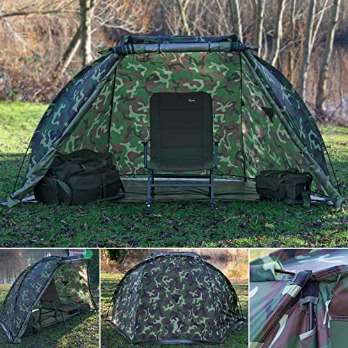 1-2 Mann Camo DPM Karpfenangeln Zelt Bivvy Shelter | Schneller Aufbau und leicht mit abnehmbarer Bodenplane von DNA Leisure