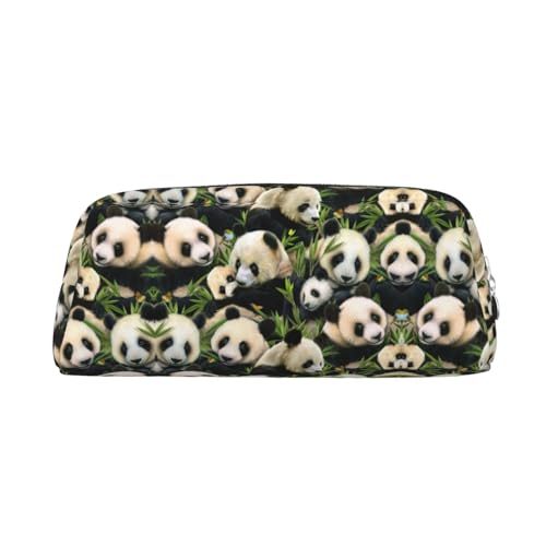 DNBCLEZK Niedliches Panda-Leder-Federmäppchen für Mädchen und Jungen, personalisierbares Federmäppchen, Schreibwaren-Aufbewahrungstaschen, silber, Einheitsgröße, Taschen-Organizer von DNBCLEZK