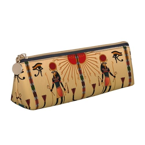 DNBCLEZK Sun Federmäppchen für Mädchen und Jungen, altägyptisches Design, Leder, niedlich, personalisierbar, weiß, Einheitsgröße, Taschen-Organizer von DNBCLEZK