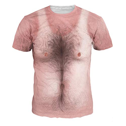 DNBUIFHSD Herren 3D T-Shirt Bodybuilding Simuliertes Muskel Tattoo T-Shirt Lässige nackte Haut Brustmuskel T-Shirt Lustige Kurzarm Kleidung-Color2_4XL von DNBUIFHSD