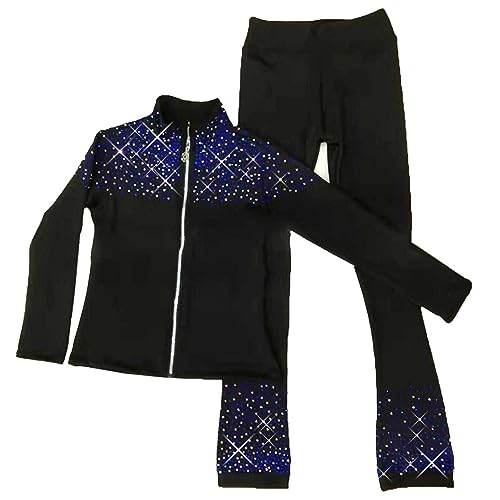 DNJKH Dame Eiskunstlauf-Anzug Bequem Weich Hosen und Jacken, Eiskunstlauf-Trainingskleidung üben Für Wettkampf Und Training Erwachsene und Kinder von DNJKH