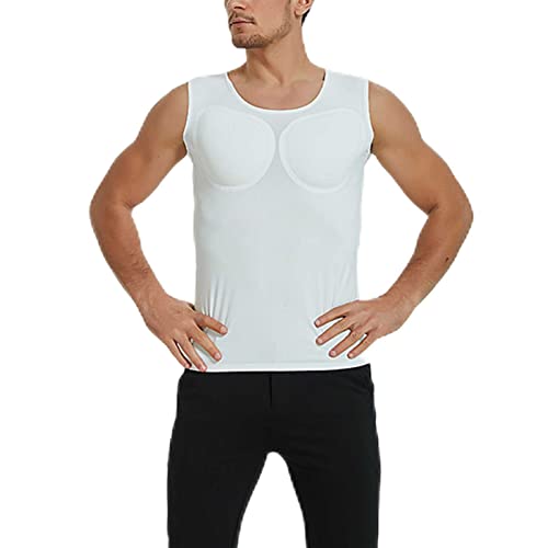 DNJKH Herren Fake Chest Muscle T-Shirt Detachable Elasticity Breathable Sweat Cotton Invisible Formen von DNJKH