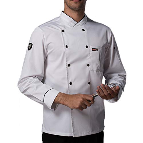 DNJKH Herren Kochjacke, Professionelle Koch Mantel Bekleidung, Geeignet für Alle Köche von DNJKH