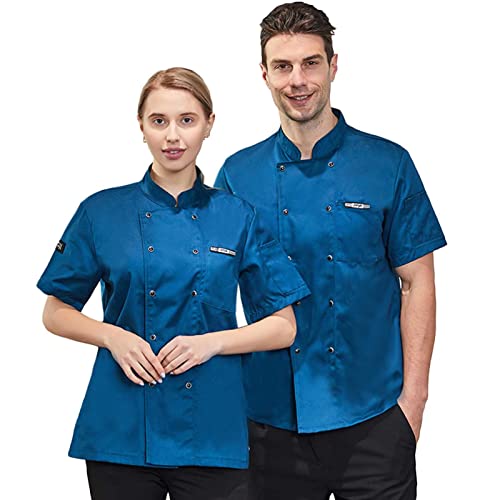 DNJKH Unisex Kochmantel Sommer Kurzarm Kochjacke Uniform Nahrungsmittelservice Catering Hemd von DNJKH