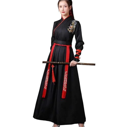Damen Herren Chinesisch Hanfu - Uralt Traditionell Retro Schwertkämpfer Bühnenperformance Anzug Kostüm von DNJKH