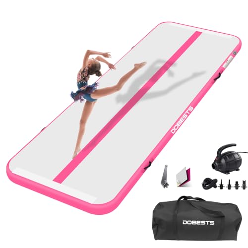 DOBESTS Air Tumbling Matte Aufblasbar 10/20cm Höhe, Gymnastikmatte Größe 2m/3m/4m/5m/6m Turnmatte Trainingsmatte mit elektrischer Luftpumpe Fitnessmatte (Pink, 3m) von DOBESTS