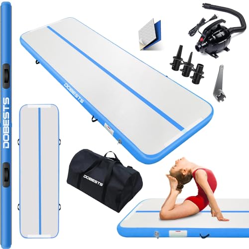 DOBESTS Air Tumbling Track Gymnastikmatte Aufblasbare 3 m 4 m 5 m 6 m Tumble Mats 4 Zoll Dicke Yoga Training Cheerleading Wasserspaß mit elektrischer Pumpe (Blue, 4m) von DOBESTS