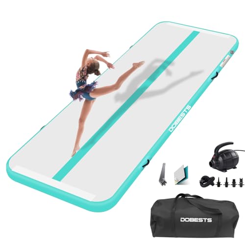 DOBESTS Air Tumbling Track Gymnastikmatte Aufblasbare 3 m 4 m 5 m 6 m Tumble Mats 4 Zoll Dicke Yoga Training Cheerleading Wasserspaß mit elektrischer Pumpe (Green, 6m) von DOBESTS