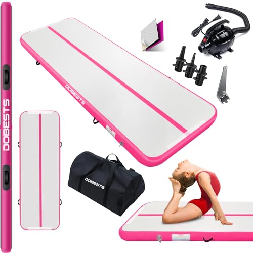 DOBESTS Air Tumbling Matte Aufblasbar 10/20cm Höhe, Gymnastikmatte Größe 2m/3m/4m/5m/6m Turnmatte Trainingsmatte mit elektrischer Luftpumpe Fitnessmatte (Pink, 2m) von DOBESTS