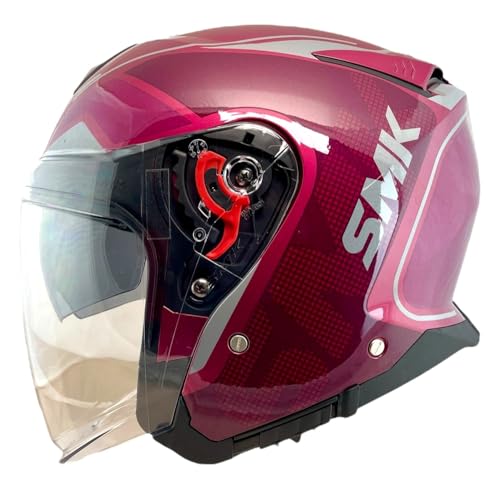 SMK Helmets Jethelm GTJ Tourer, dekoriert, Rosa, glänzend, 22.06, Sonnenvisier, Unisex (L 59/60) von DOBLE XX