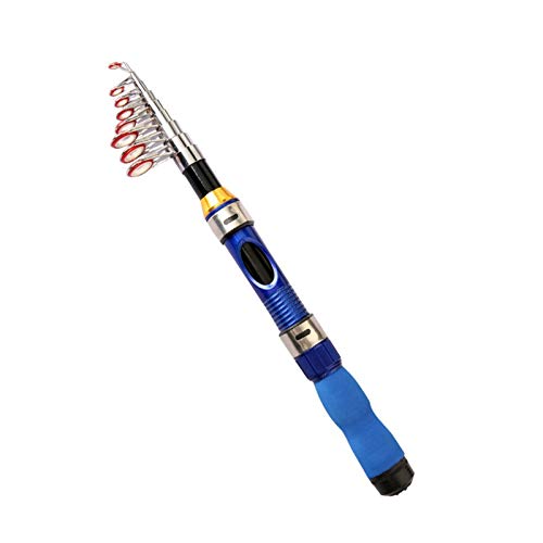 DOBRVVGT Teleskoprute,Angelrute Neue tragbare Teleskop-Angelrutefaser Angelbock Meer Boot Felsenfischstange Hohe Qualität Angelrolle 1,5m / 1,9 m / 2,3 m (Size : 1.5m Fishing Rod) von DOBRVVGT