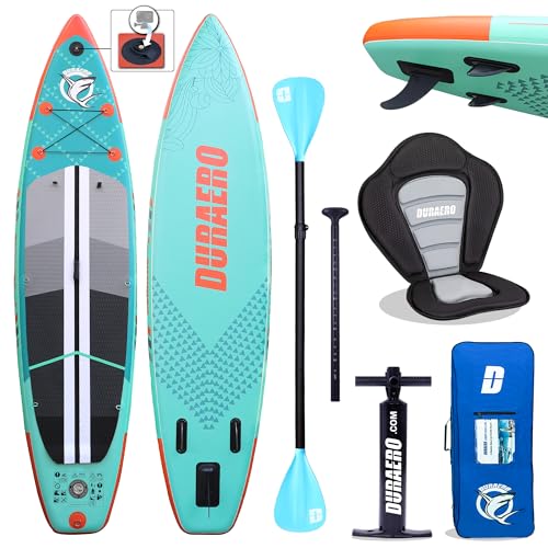Aufblasbare SUP Board Set Stand Up Paddle Board Premium Surfboard inkl. Kajak Sitz, Dopple Paddel und komplette Zubehöre, 330x76x15cm, bis 150kg von DOEWORKS