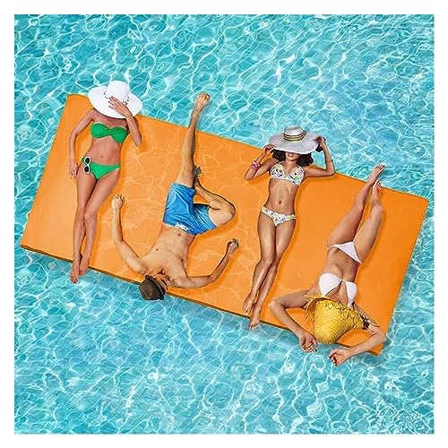 Schwimmende Wassermatte, schwimmendes Wasserpad, für Kinder und Familie, reißfest, 3-lagiges XPE-Schaum-Wasserpolster für See, Pool, Strand, Ozean (Farbe: Orange, Größe: 2,7 m x 1,8 m x 3,3 cm) von DOKERS