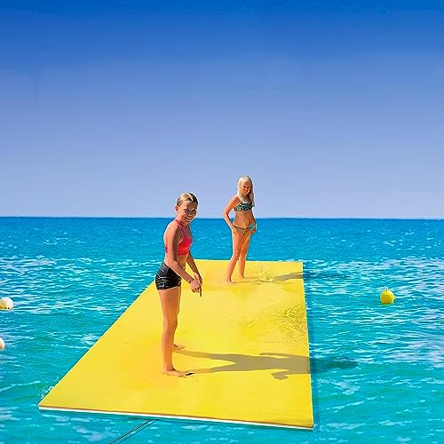 Schwimmendes Wasserpad, schwimmende Wassermatte, reißfester XPE-Schaum, großes Schwimmkissen, 3–5,5 m zum Entspannen und Erholen, für Strand, See, Pool, Orange (Farbe: Gelb, Größe: 4,5 m x 1,8 m x 3,3 von DOKERS