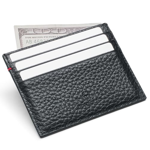 DONBOLSO Toronto Slim RFID Blocking Wallet für Männer - Minimalistisches und kleines Kartenetui mit mehreren Fächern für Karte und Bargeld -kompakte Geldbörsen für die Vorder - Genarbtes Nappa Schwarz von DONBOLSO