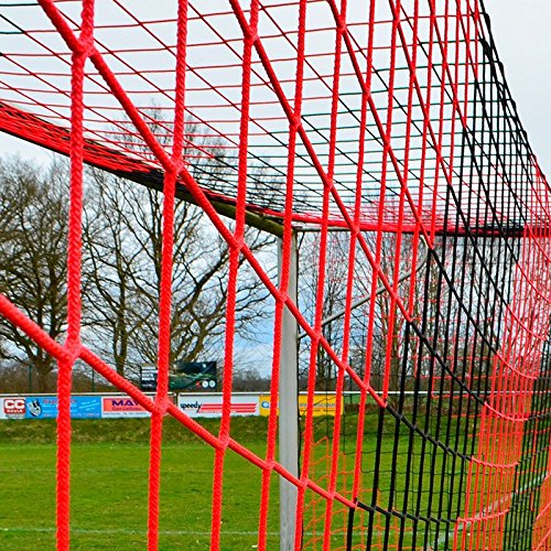 Jugend - Fußballtornetz 5,15 x 2,05 m Tiefe Oben 0,80 / unten 1,50 m, zweifarbig, PP 4 mm ø, schwarz/rot von DONET