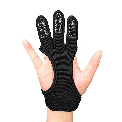 DONGKER Bogenschießen Schießhandschuh, 3 Finger-Schutz Handschuhe, Shooting Handschutz Schutzhandschuhe aus dickem Leder für Jugendliche und Erwachsene Anfänger von DONGKER