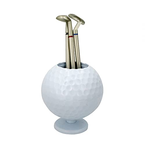 DONGKER Golfball Stifthalter,Mini Golf Pen Set Desktop Geschenk mit 3 Golfschläger-Stiften für Golfer-Fans, Mitarbeiter, Golf-Souvenir, Neuheit, Geschenke, Event-Souvenir von DONGKER