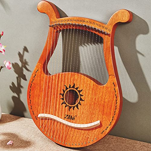 DONGSHUAI Lyra-Harfe, tragbare Harfe, Mahagoni-Holz-Lyra-Harfe, 19-saitige Lyra-Harfe für Musikliebhaber, Anfänger, Kinder, Erwachsene, Musikinstrument mit verstellbarem Schraubenschlüssel von DONGSHUAI