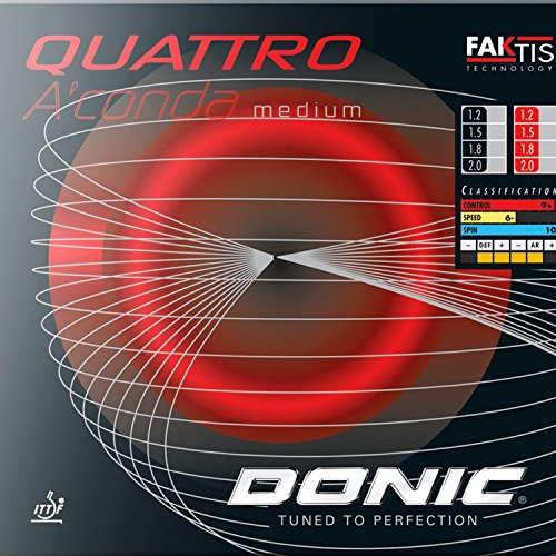 DONIC Belag Quattro Aconda MEDIUM, rot, 1,5 mm von DONIC