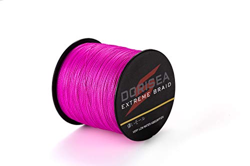 DORISEA Extreme Braid Angelschnur, 100 % PE, geflochten, 2,7–136 kg, 100 m, abriebfest, unglaubliche Superline, Zero Stretch, kleiner Durchmesser (Pink, 27,2 kg/0,40 mm) von Dorisea