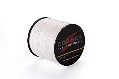 DORISEA Extreme Braid geflochtene Angelschnur, 100 % PE, 300 m, 2,7–250 kg getestet, abriebfest, unglaubliche Superline, kein Dehnen, kleiner Durchmesser, Weiß, 40,6 kg/0,5 mm von DORISEA