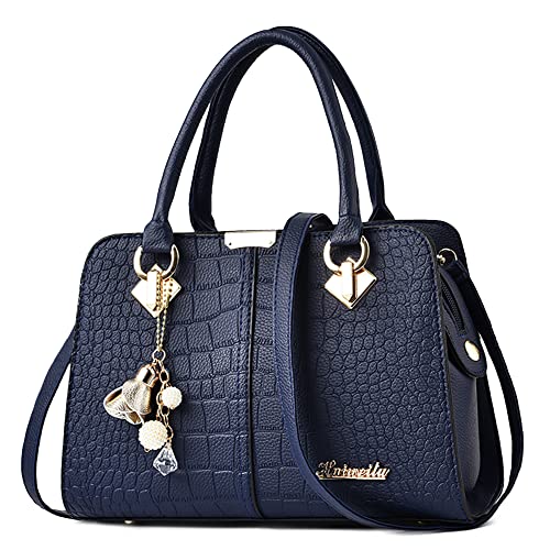 DORRISO Damen Handtasche Mode Ornamente Umhängetasche Abnehmbarem Schulterriemen Reisen Casual Elegantes Frauen Top Griff Tasche Blau A von DORRISO