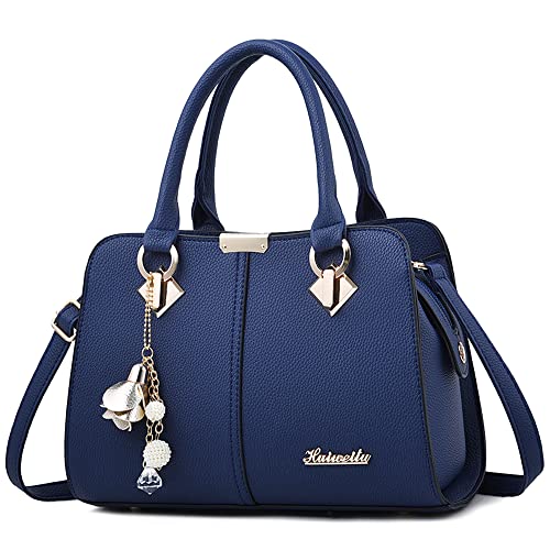 DORRISO Damen Handtasche Mode Ornamente Umhängetasche Abnehmbarem Schulterriemen Reisen Casual Elegantes Frauen Top Griff Tasche Blau von DORRISO