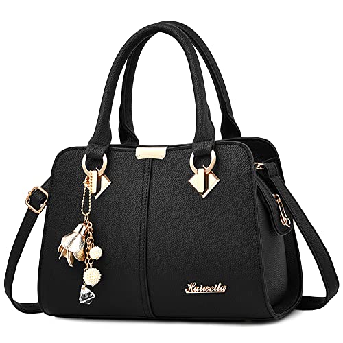 DORRISO Damen Handtasche Mode Ornamente Umhängetasche Abnehmbarem Schulterriemen Reisen Casual Elegantes Frauen Top Griff Tasche Schwarz von DORRISO