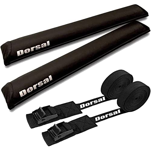 DORSAL Aero Roof Rack Pads with 15 ft Surf Straps for Car Surfboard Kayak SUP Long 28" Black von DORSAL