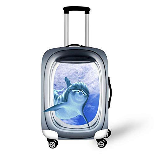 Elastisch Kofferhülle, DOTBUY 3D Reise Kofferschutzhülle Gepäck Cover Reisekoffer Hülle Schutz Bezug Schutzhülle Waschbare Reisetasche Kofferbezug (Blauer Delphin,M (22-24 Zoll)) von DOTBUY-shop